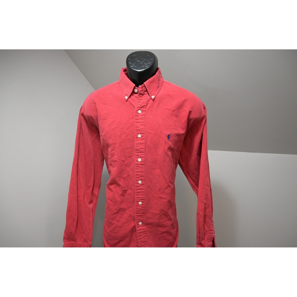 Polo Ralph Lauren Button Up Dress Shirt Mens Large Red Blake Long Sleeve EUC
